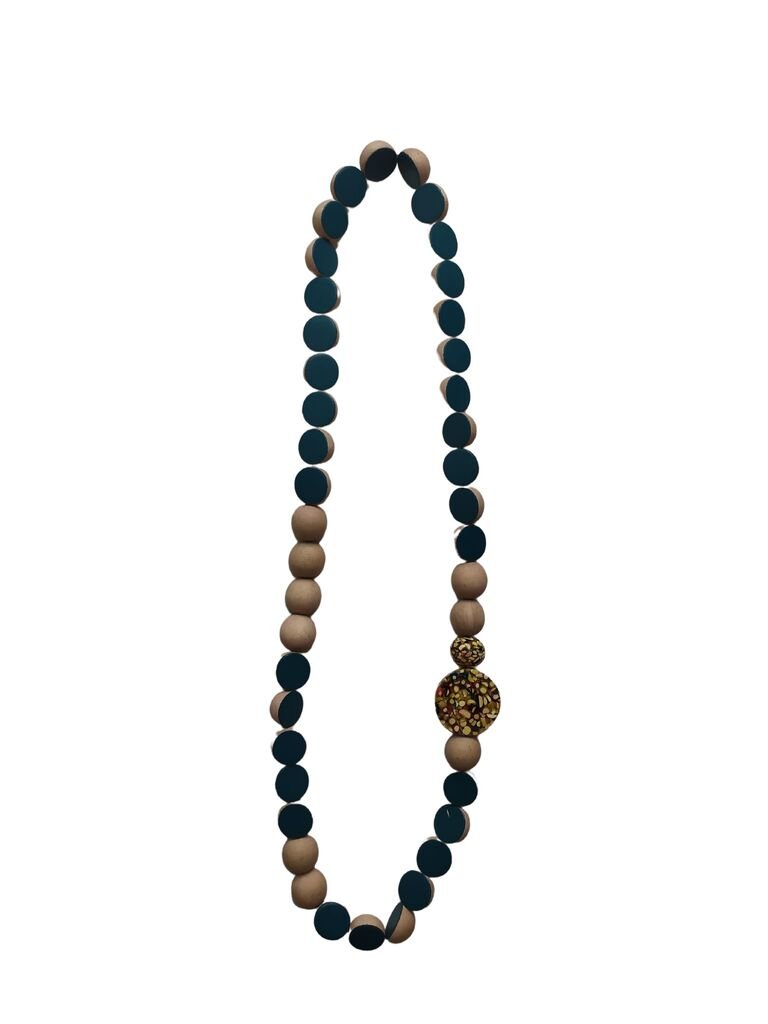 Collana di perle di legno faggio arancio Collana di perle di legno faggio arancio