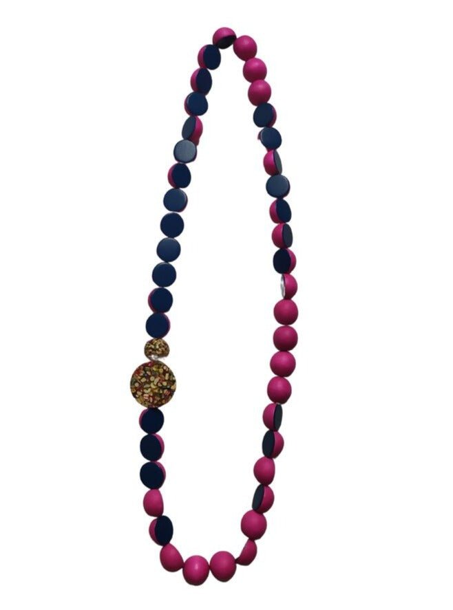 Collana legno lunga Shagun - fucsia - Bijondo