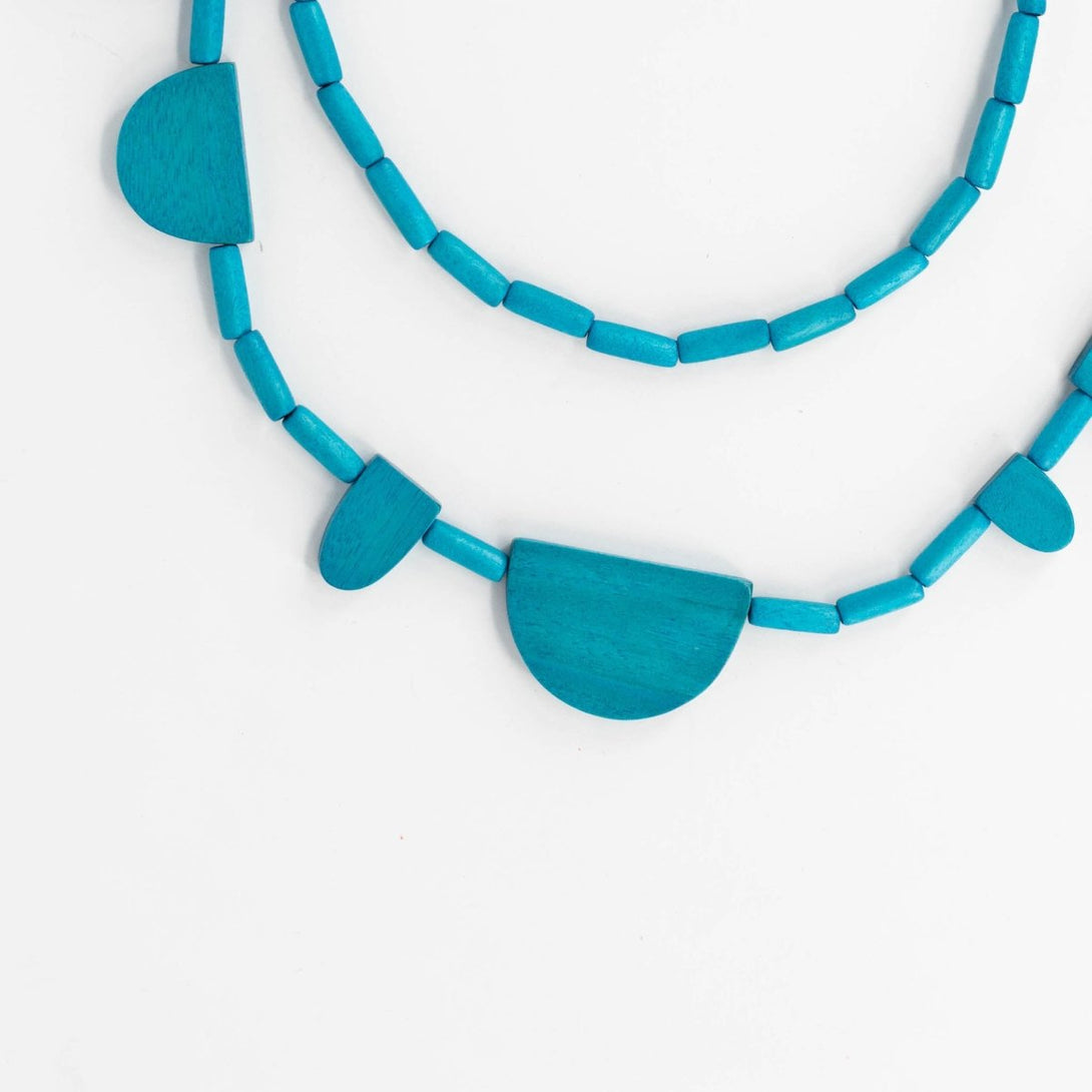 Collana legno lungo Shaan - petrolio - Bijondo