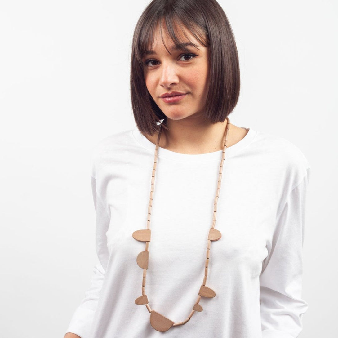 Collana legno lungo Shaan - beige - Bijondo