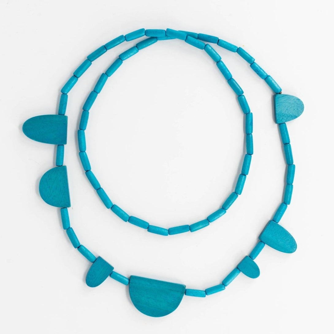 Collana legno lungo Shaan - petrolio - Bijondo
