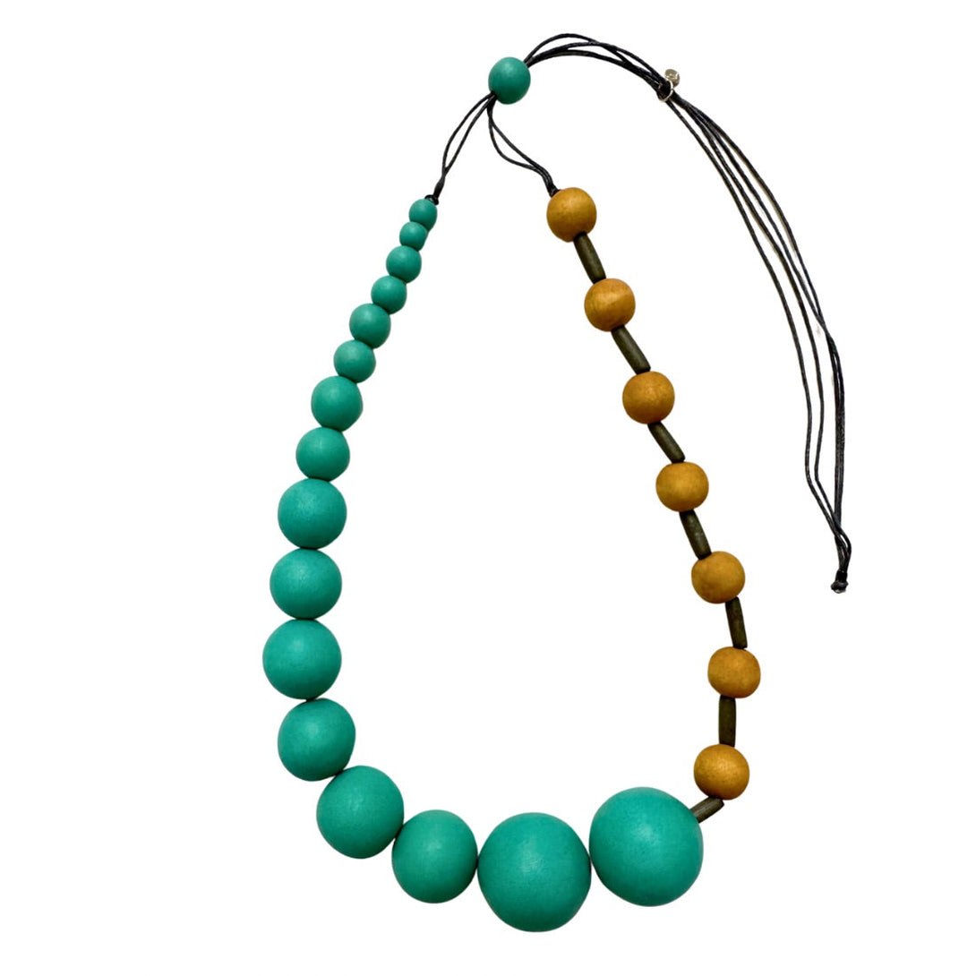 Collana legno regolabile Ada-turchese-Bijondo