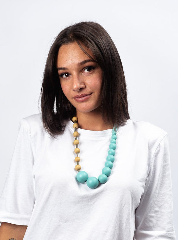 Collana legno regolabile Ada-turchese-Bijondo