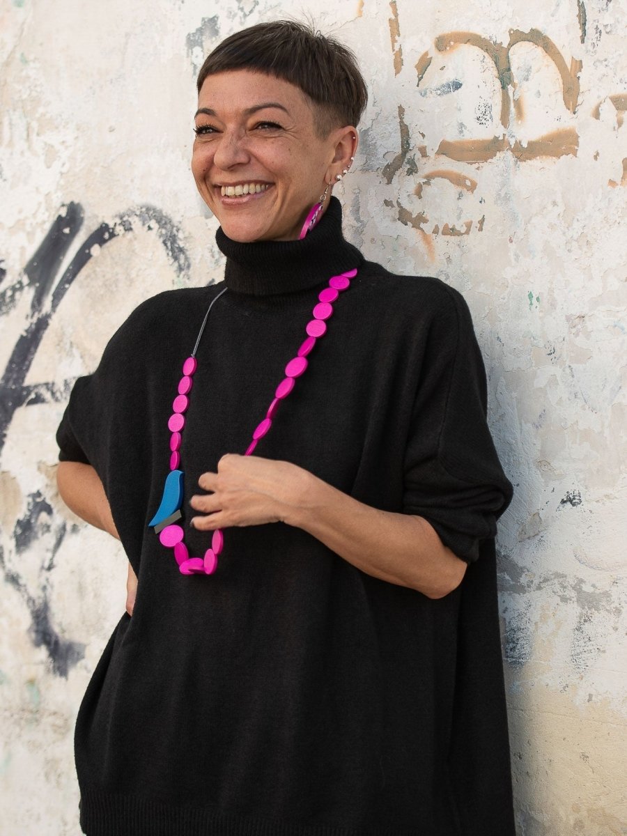 Collana legno regolabile Bird - verde - Bijondo