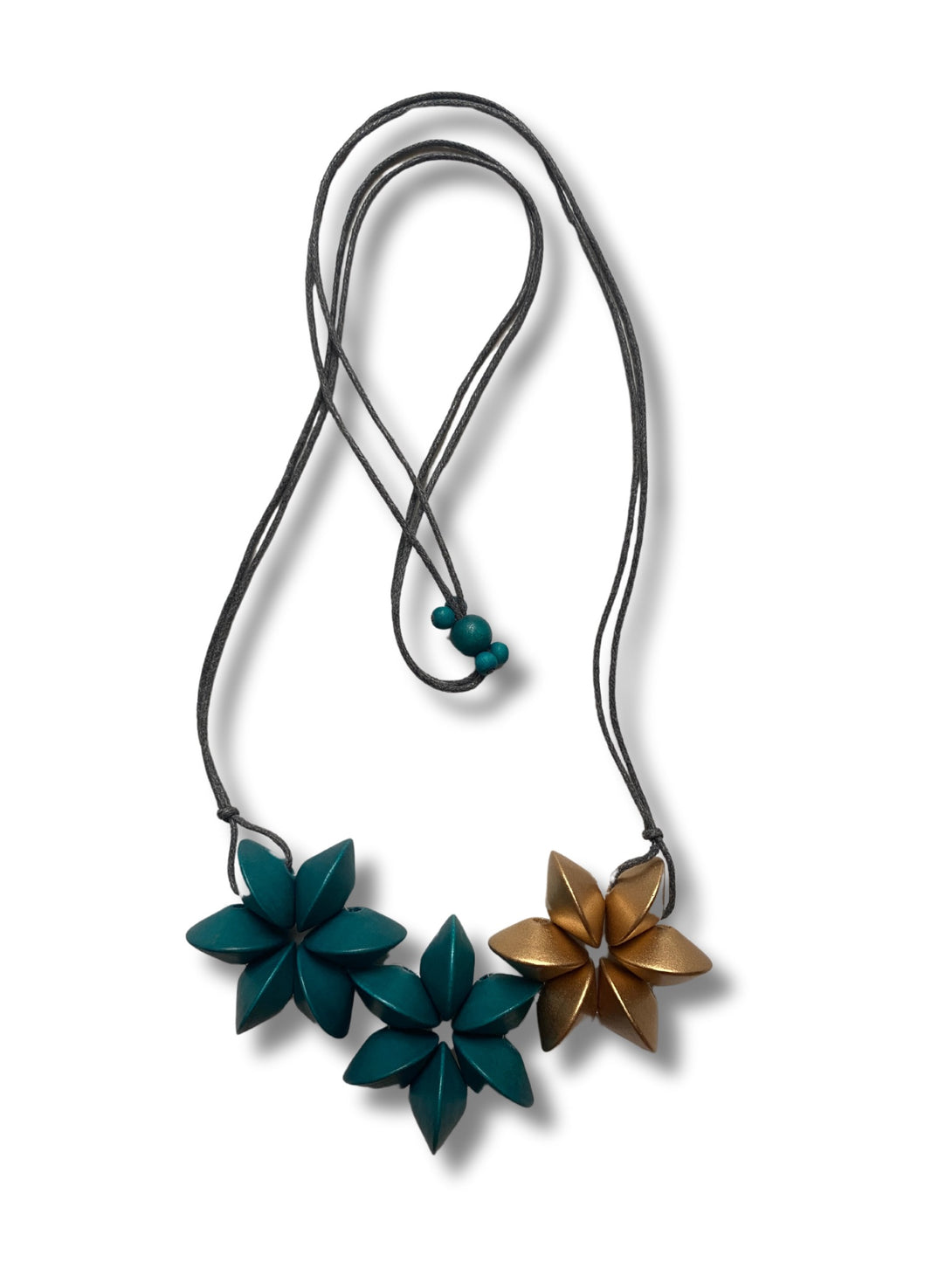Collana legno regolabile Honolulu Metallic-collana-EW-petrolio-Bijondo