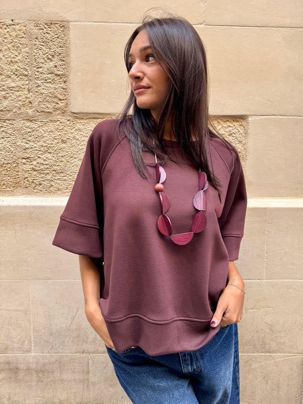 Felpa neoprene Chrissy-Maglia-Bijondo-Bordeaux-taglia unica-Bijondo