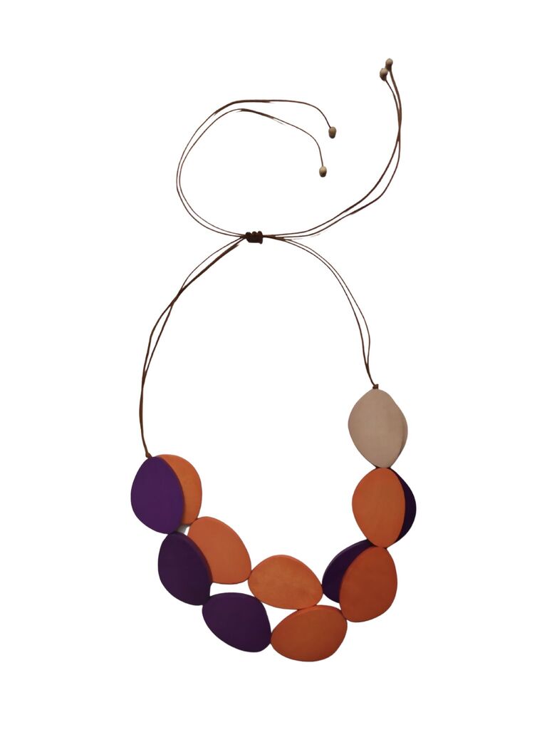 Collana legno regolabile Myra - arancione - Bijondo