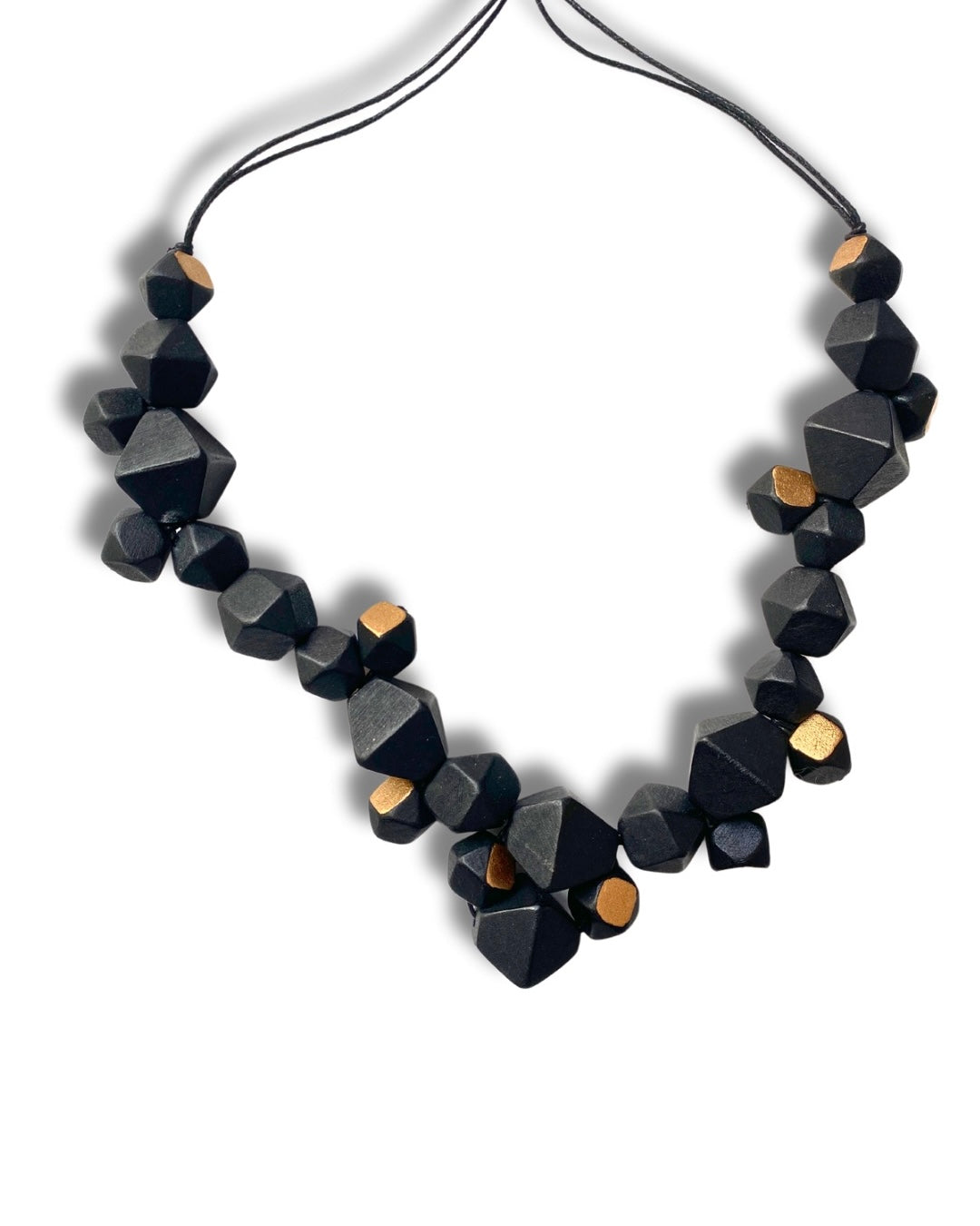 Collana legno regolabile Swarna metallic-nero-Bijondo