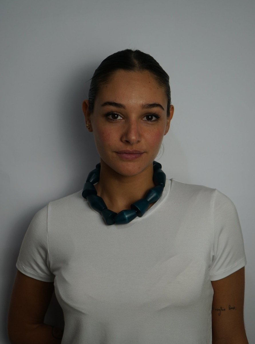 Collana legno regolabile Tahira - petrolio - Bijondo