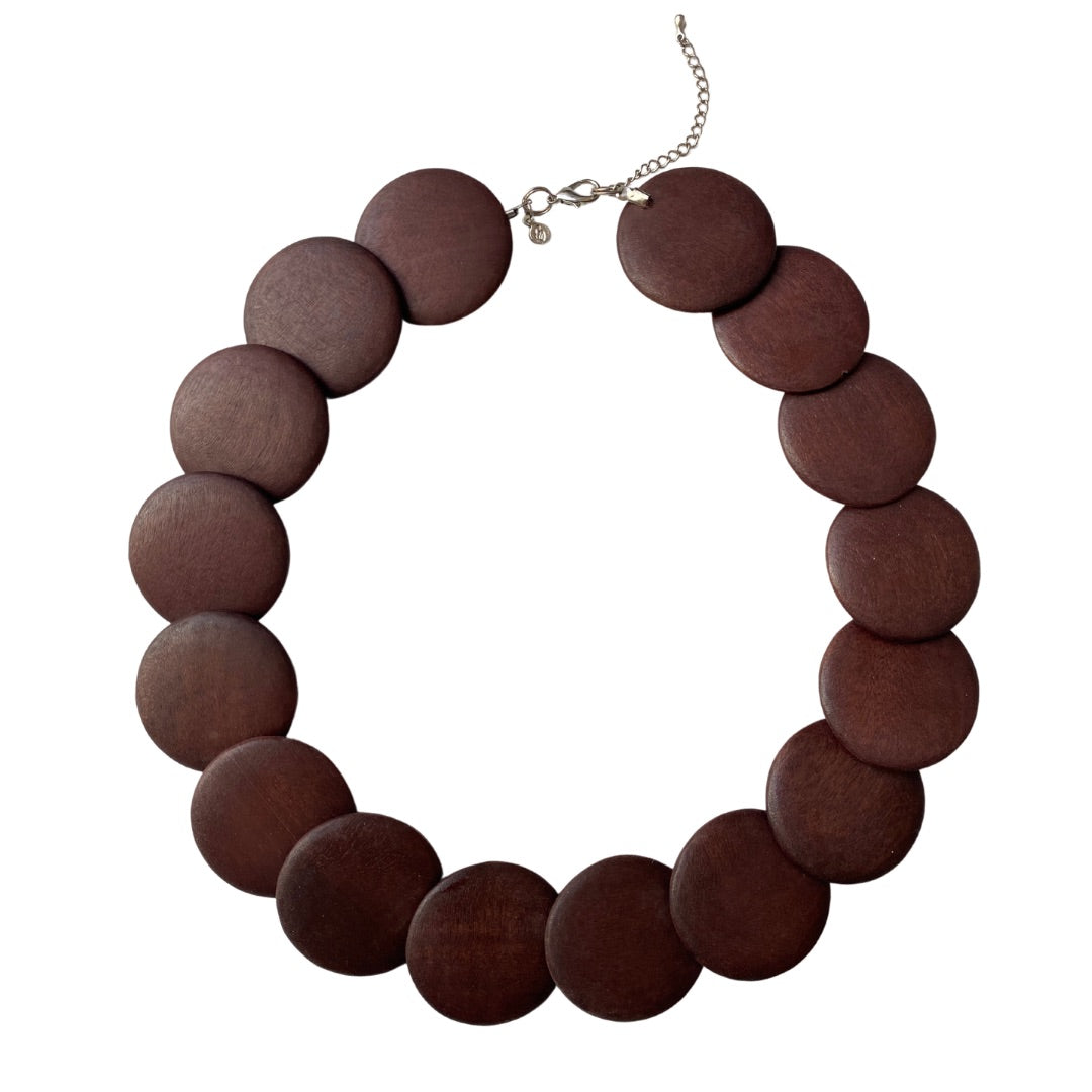 Collana legno regolabile corta Bissau-maroon-Bijondo