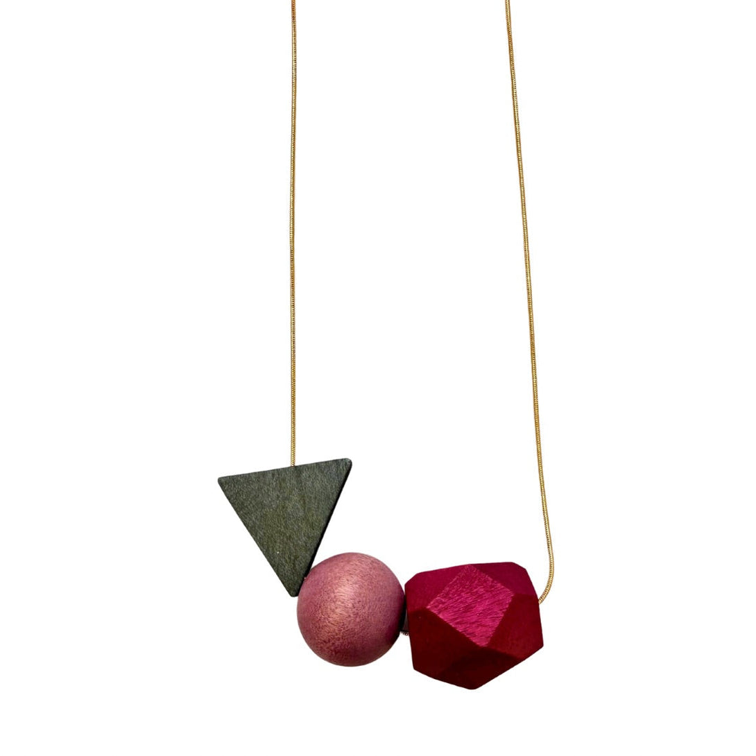 Collana legno su catena Eloise-fuchsia-Bijondo