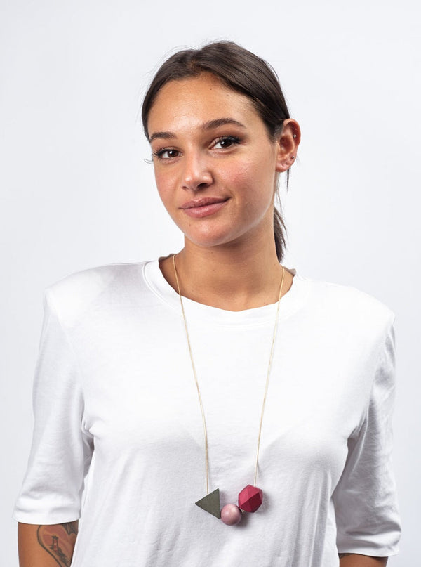 Collana legno su catena Eloise-blu-Bijondo