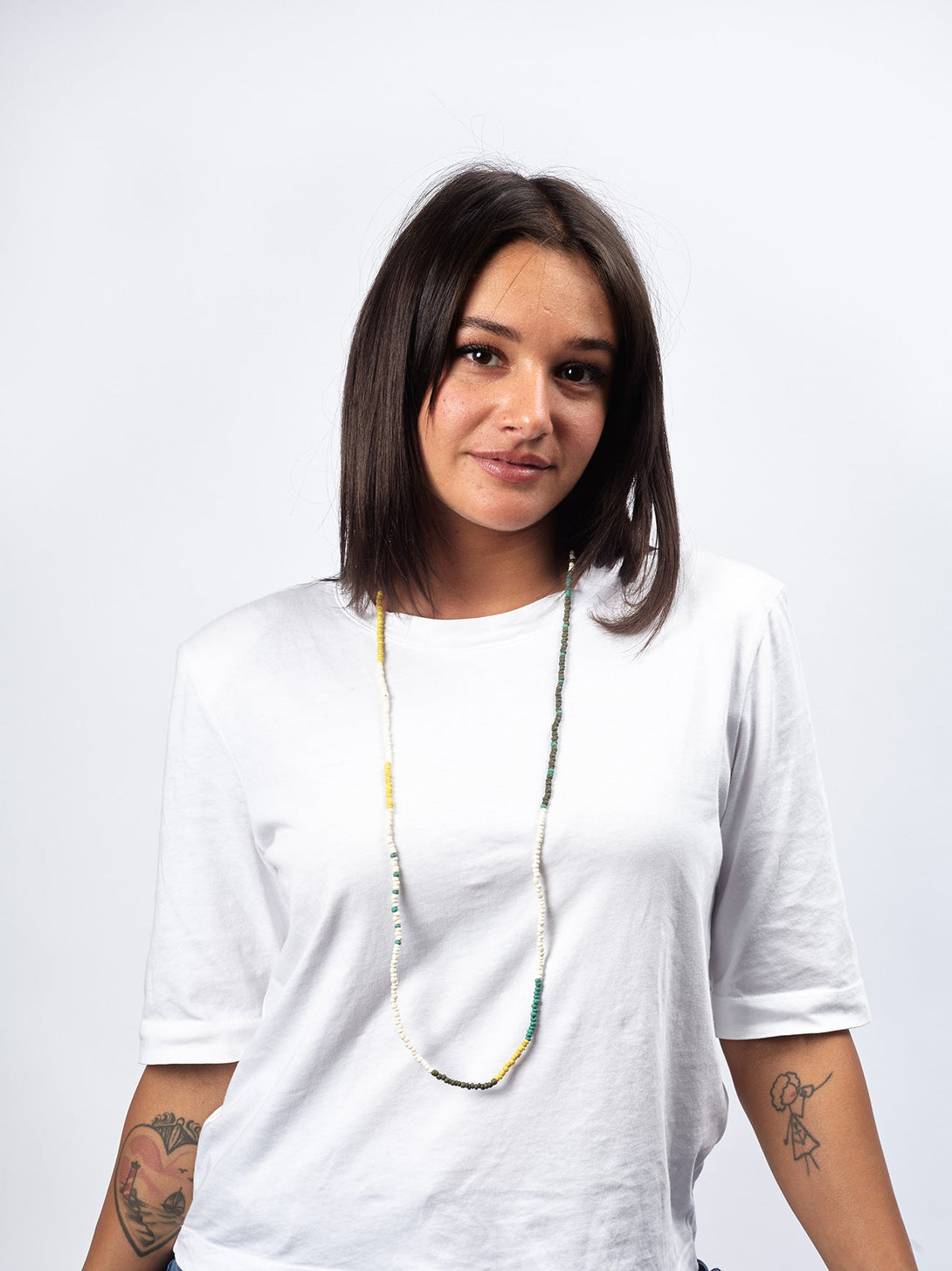 Collana lunga, colorata, leggera Tully-bianco-Bijondo