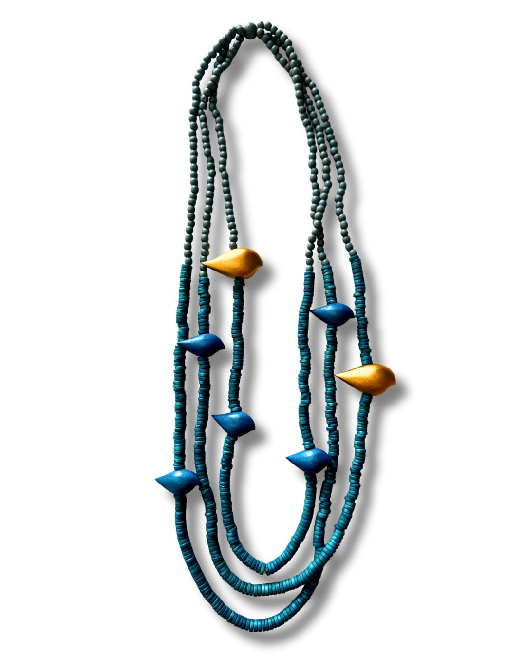 Collana lunga, leggera, legno Birds-collana-Bijondo-Azzurro-Bijondo
