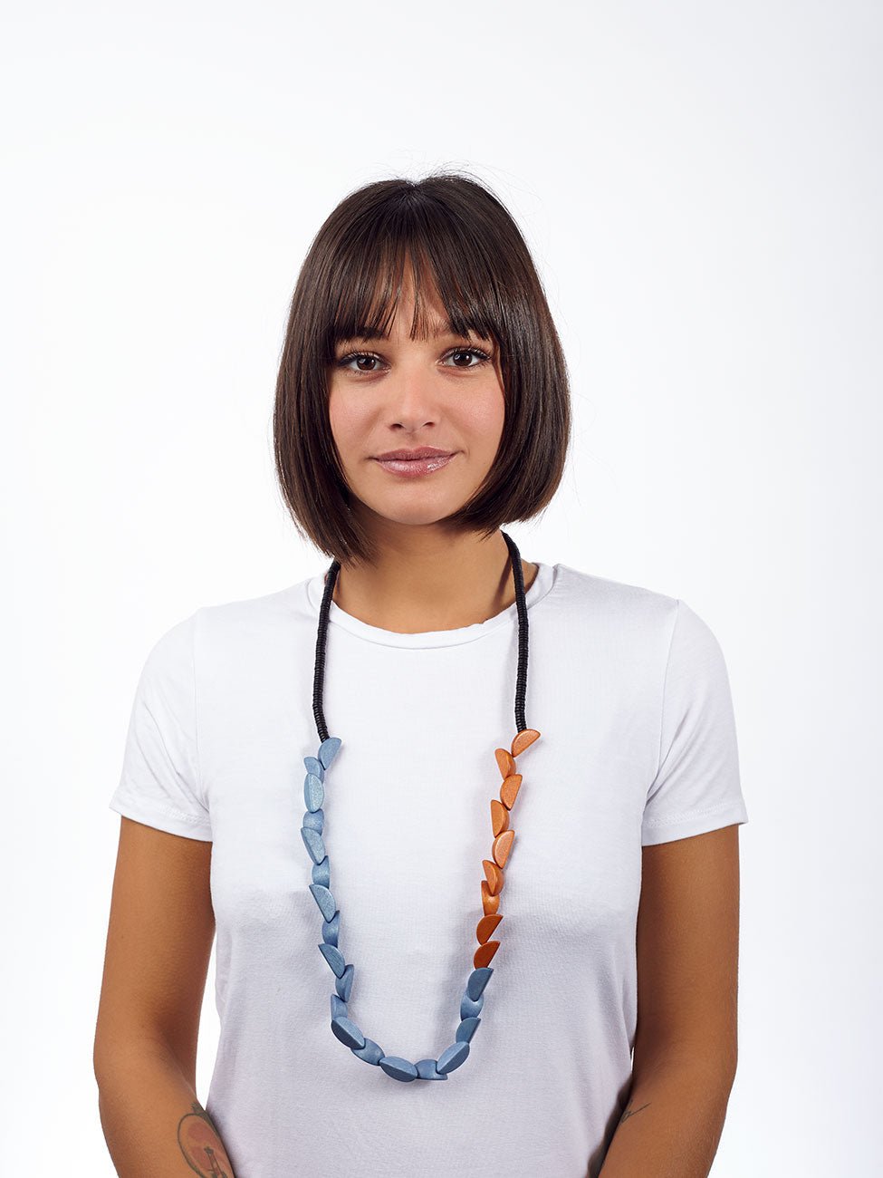 Collana lunga legno Foz - celeste - Bijondo