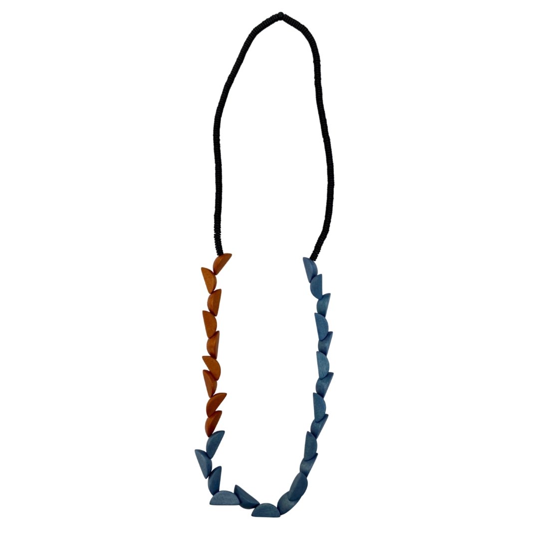 Collana lunga legno Foz - celeste - Bijondo