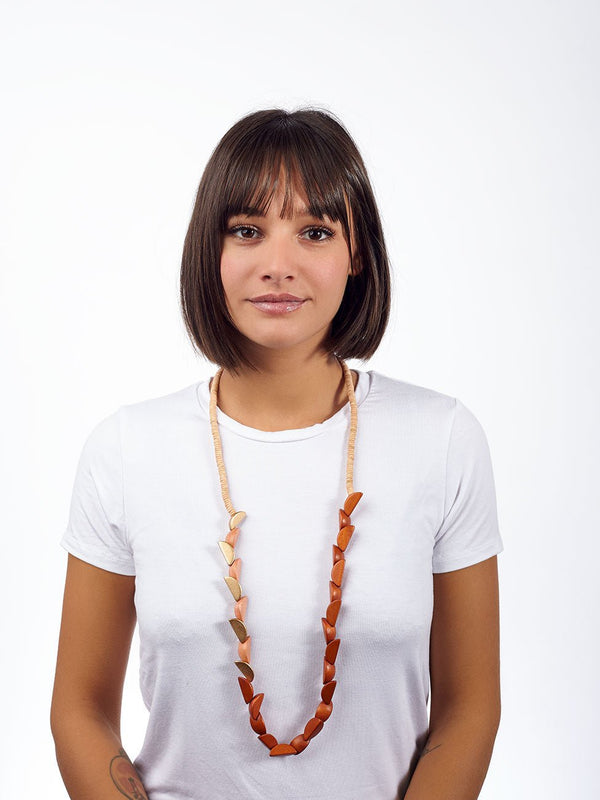 Collana lunga legno Foz - ocra - Bijondo