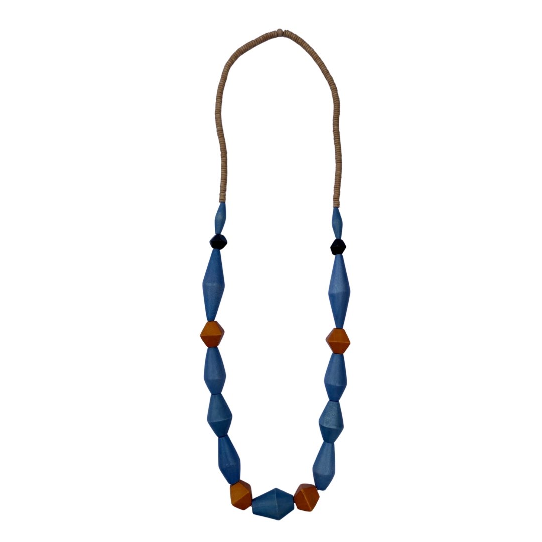 Collana lunga legno Leith - celeste - Bijondo