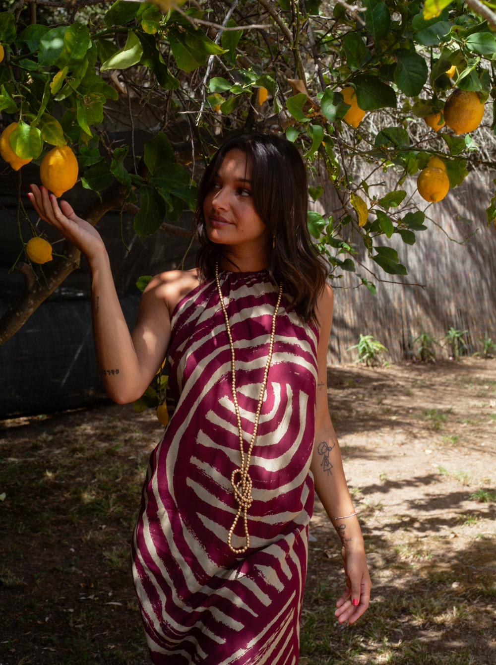 Pe63 Collana in legno dipinto a mano Girasoli| Hanùl style, borse in