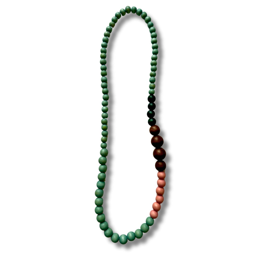 Collana lunga legno Lou, leggera, minimal design, costume jewelry-Collana-EW-Botanical Oasis-Bijondo