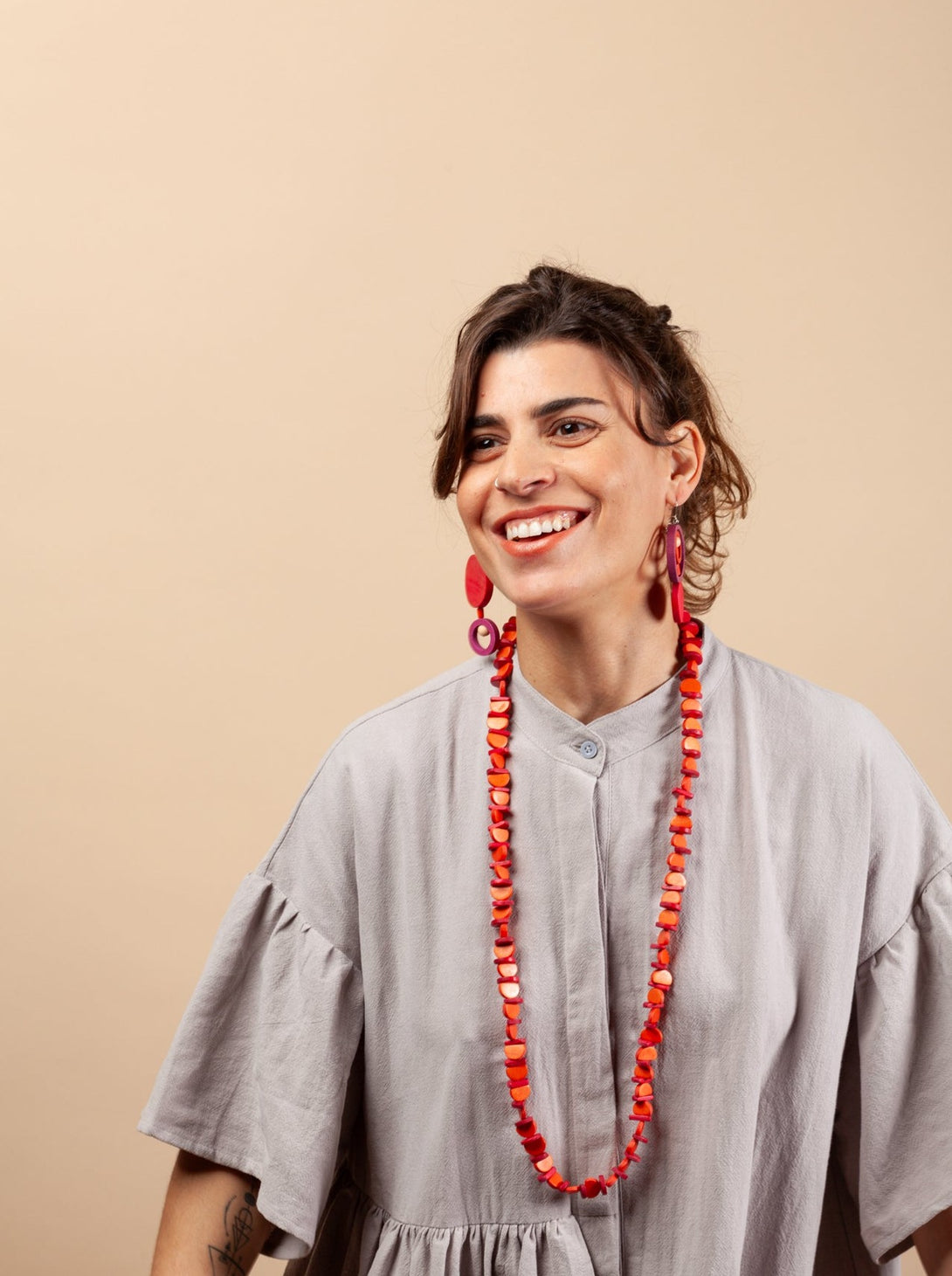 Collana lunga legno Milano-Collana-Bijondo-arancione-Bijondo