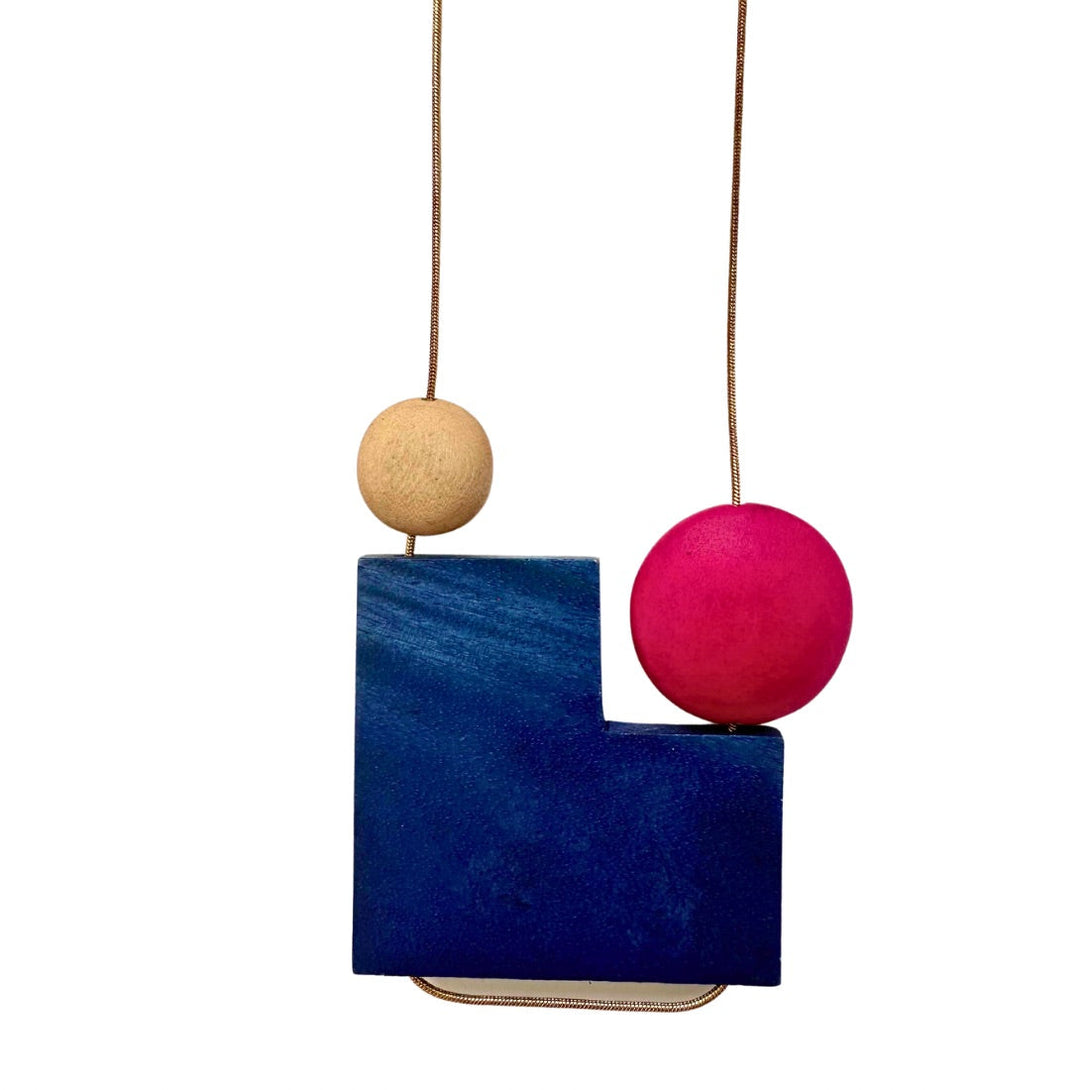 Collana lunga legno Ruth-blu-Bijondo