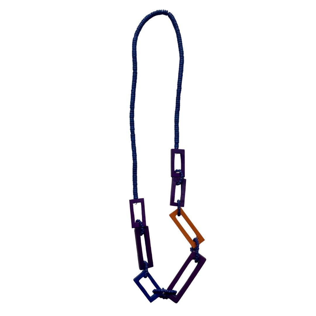 Collana lunga legno Squares - lilla - Bijondo