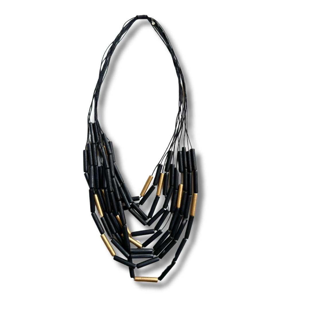 Collana lunga legno Xavia metallic-Collana-EW-Nero-Bijondo