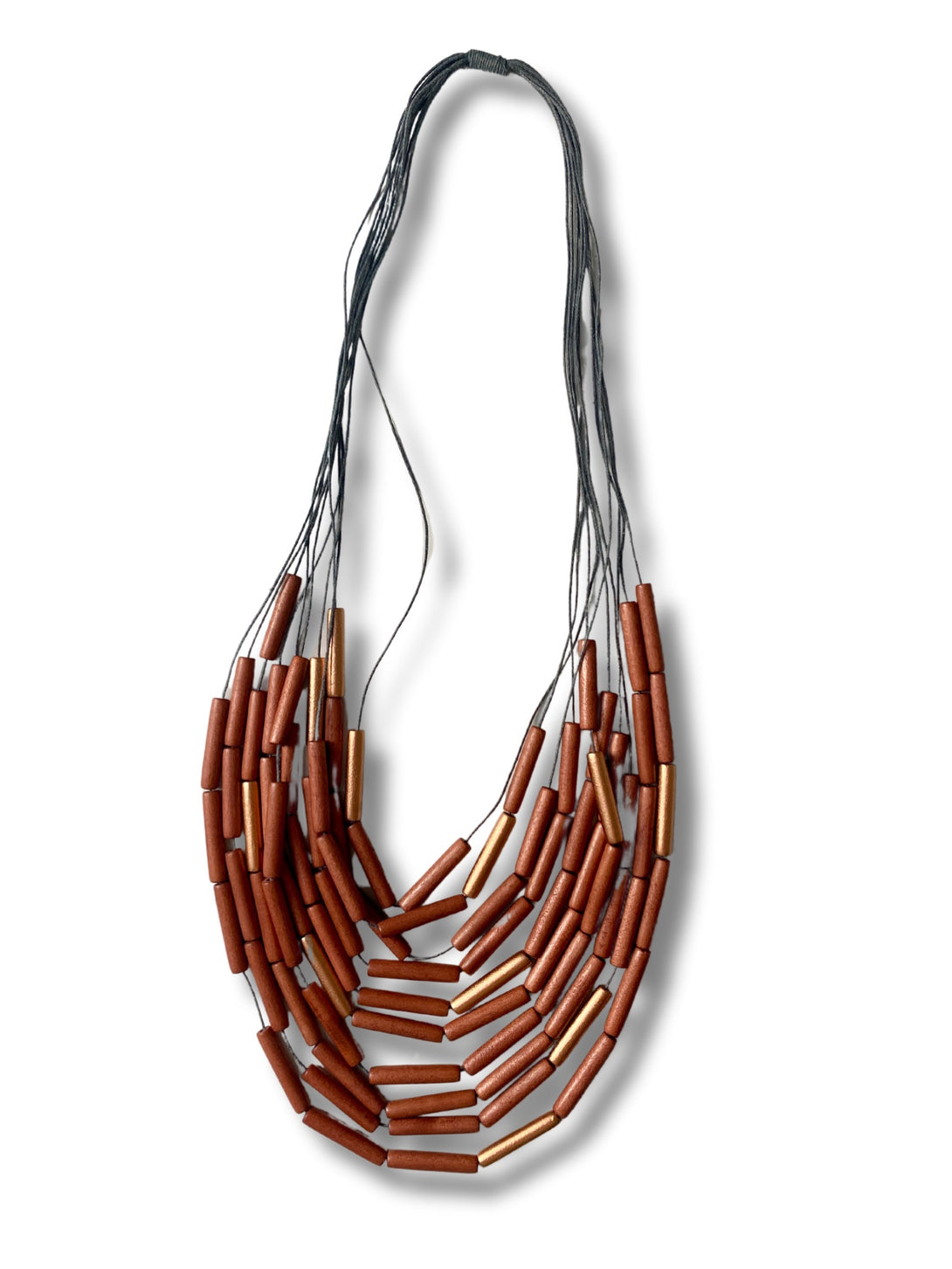 Collana lunga legno Xavia metallic-Collana-EW-Terra-Bijondo