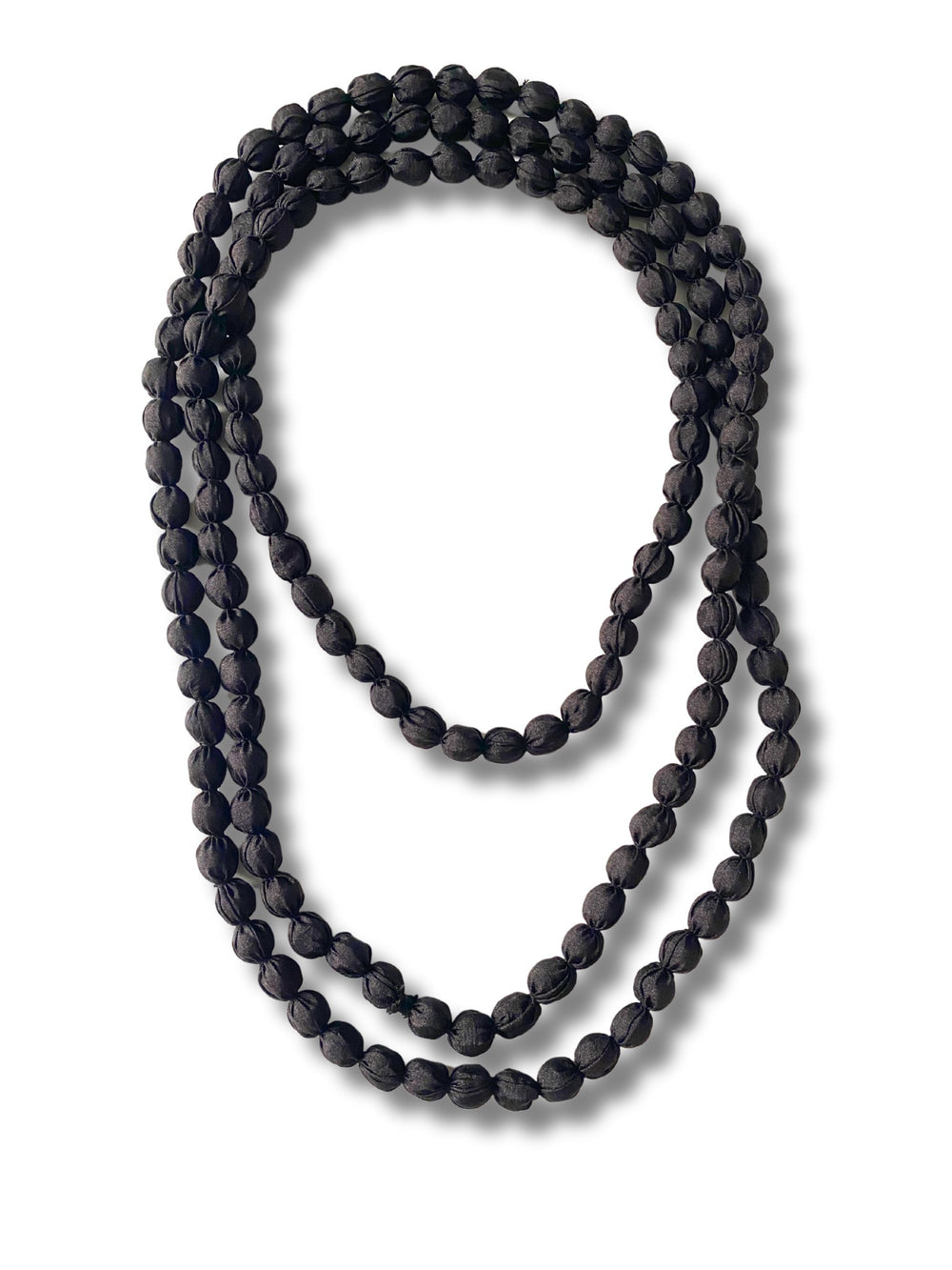 Collana Lunga Boho In Legno Nero - Perline Ovali E Tonde, Cordoncino Cotone, 100 Cm Regolabile, Fatto A Mano