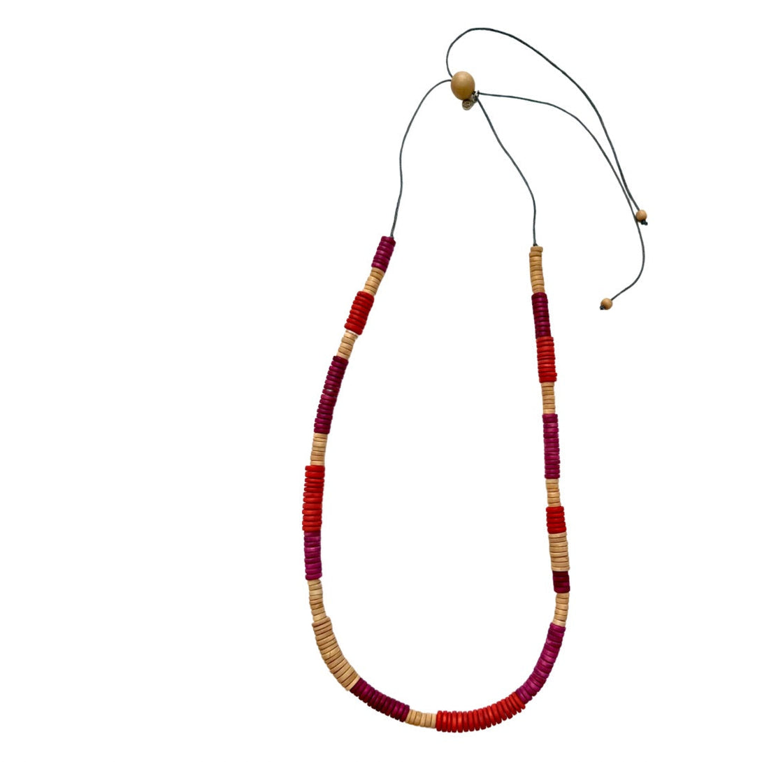 Collana lunga unisex, legno dischi Leo-arancione-Bijondo