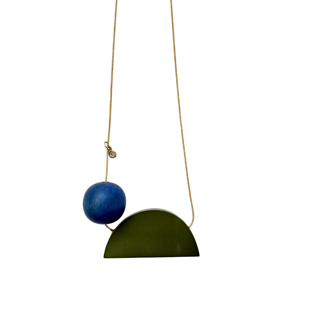 Collana pendente legno Judy-verde oliva-Bijondo