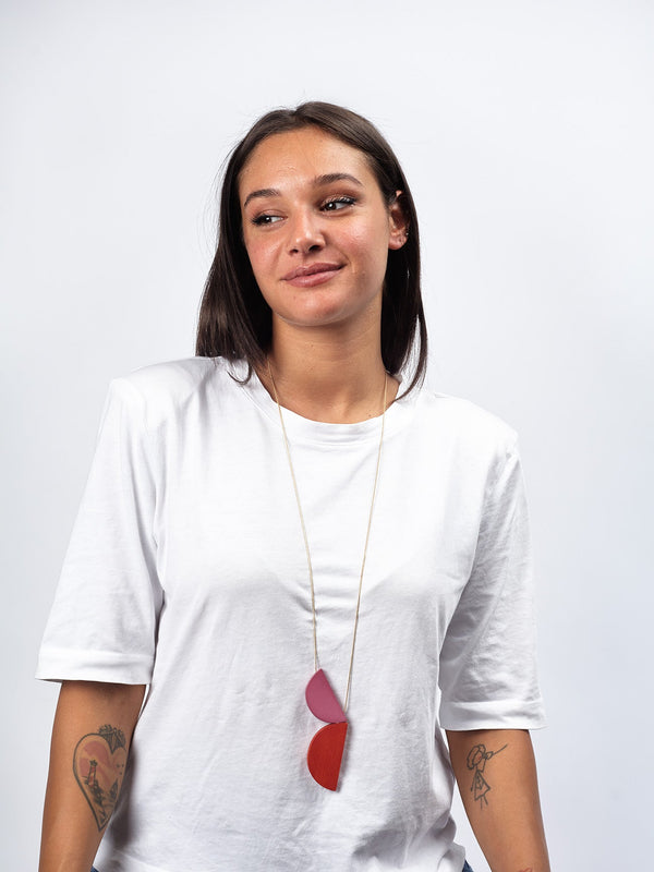 Collana pendente legno Maxine-rosso-Bijondo