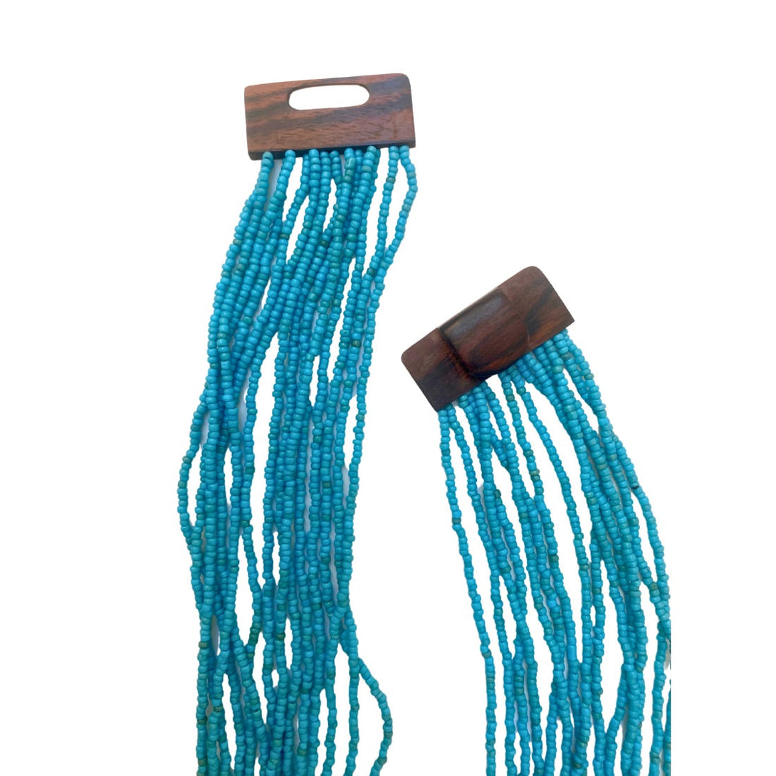 Collana perline di vetro e legno Fibbia-rosso-Bijondo