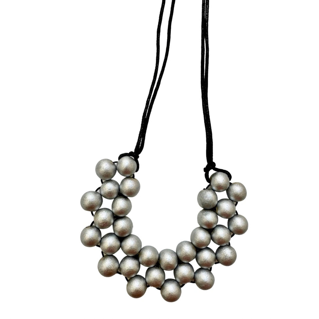 Collana regolabile legno Hope metallic-argento-Bijondo