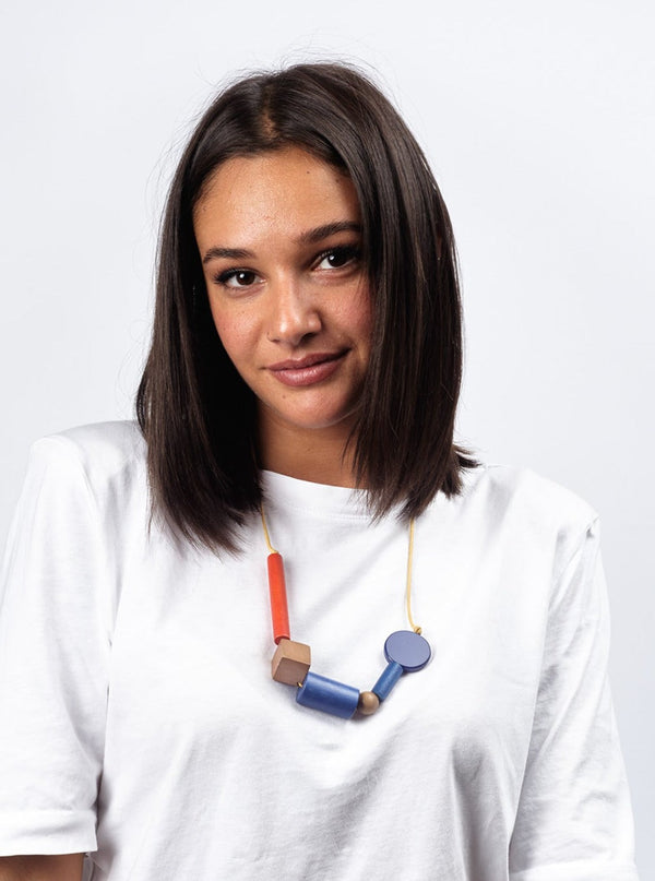 Collana regolabile legno Yuki-turchese-Bijondo