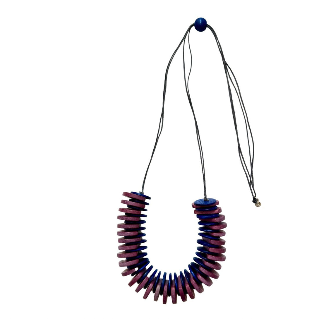 Collana regolabile legno e cotone Polly-viola-Bijondo