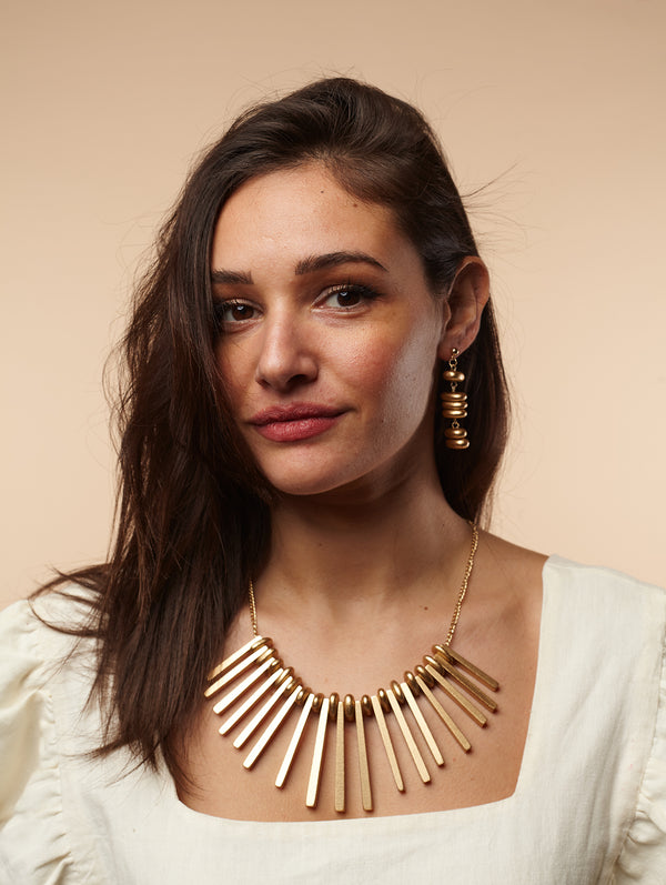 Collana statement legno, leggera, regolabile Cleo metallic-collana-EW-Oro-Bijondo