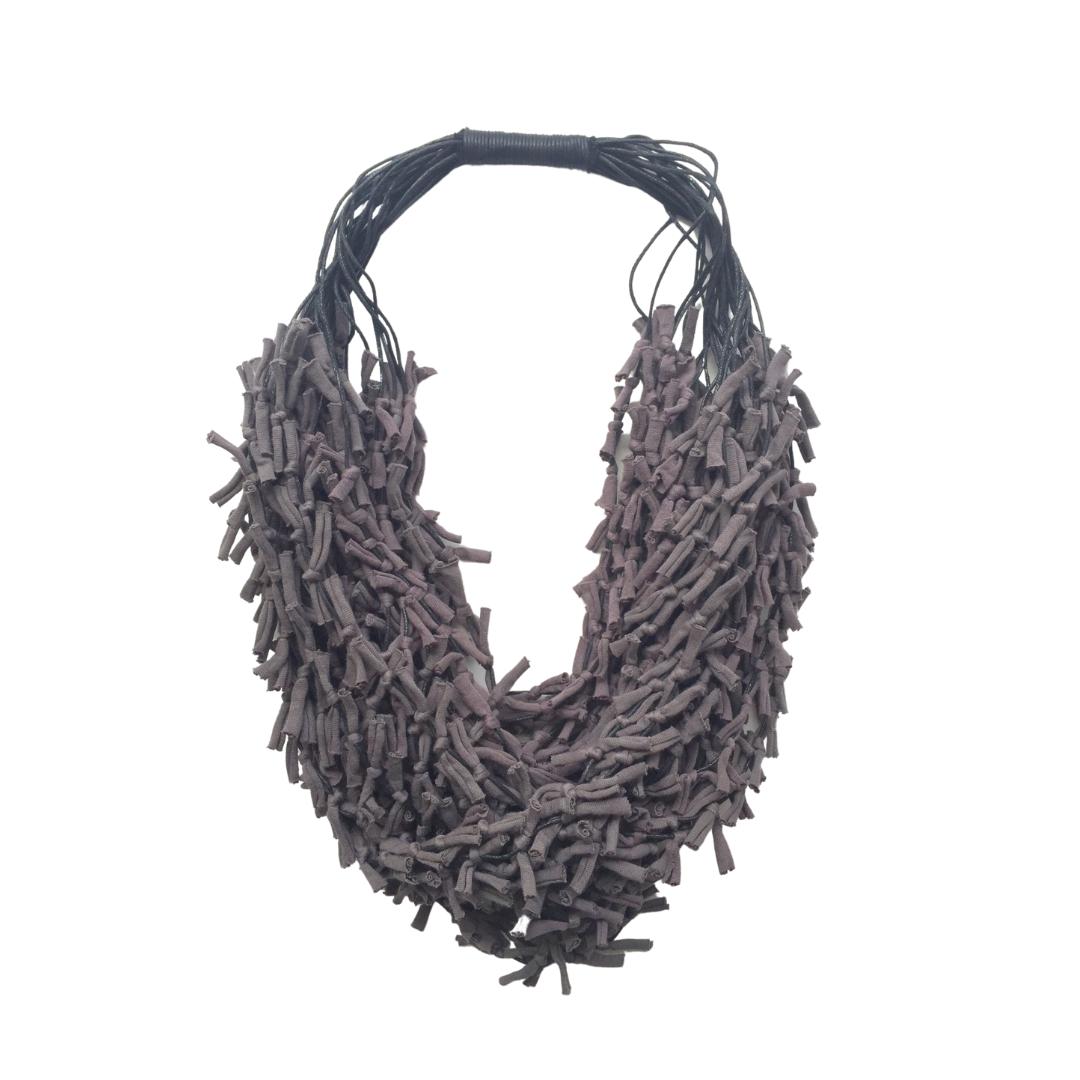 Collana tessuto Tonga Big - tortora - Bijondo