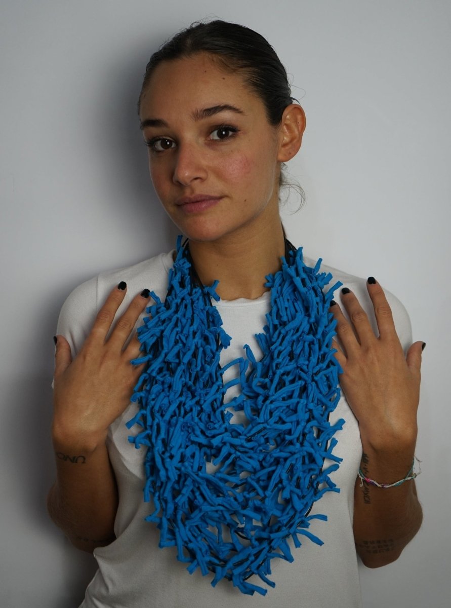 Collana tessuto Tonga Big - azzurro - Bijondo
