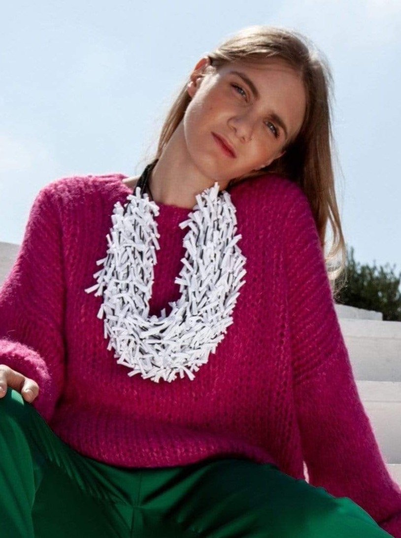 Collana tessuto Tonga Big - bianco - Bijondo