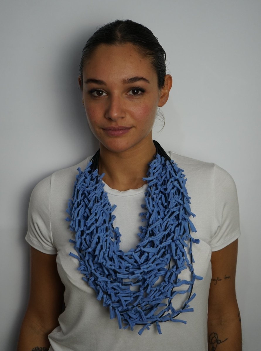 Collana tessuto Tonga Big - celeste - Bijondo