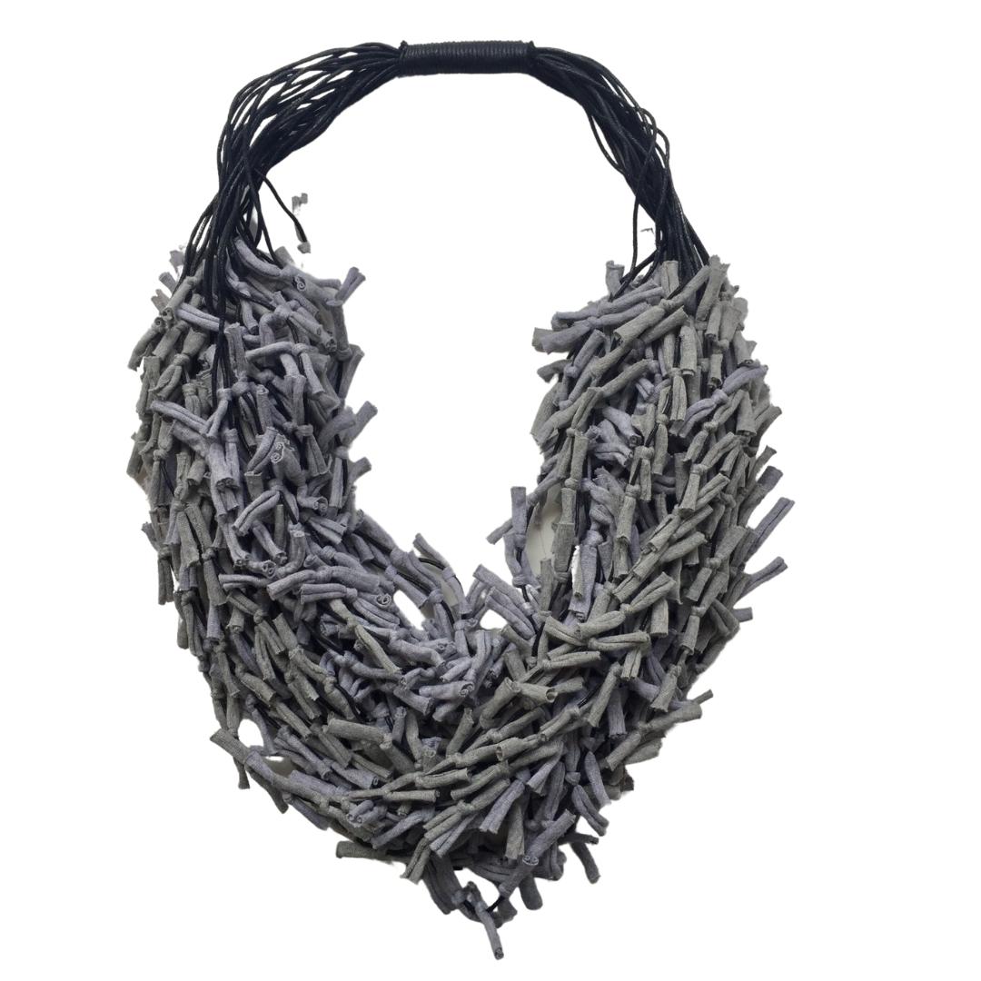 Collana tessuto Tonga Big - grigio - Bijondo