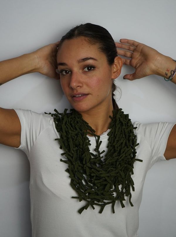 Collana tessuto Tonga Big - verde militare - Bijondo