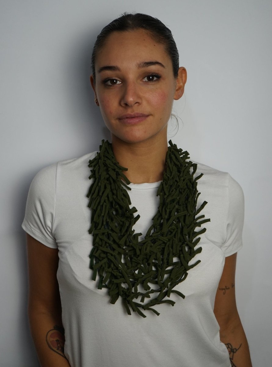 Collana tessuto Tonga Medium - verde militare - Bijondo