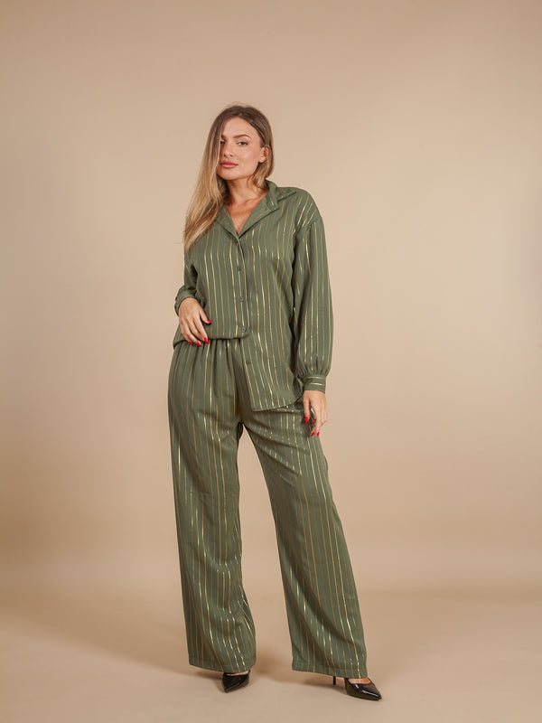 Completo elegante laminato oro Judith-Set-Bijondo-verde-Taglia Unica-Bijondo