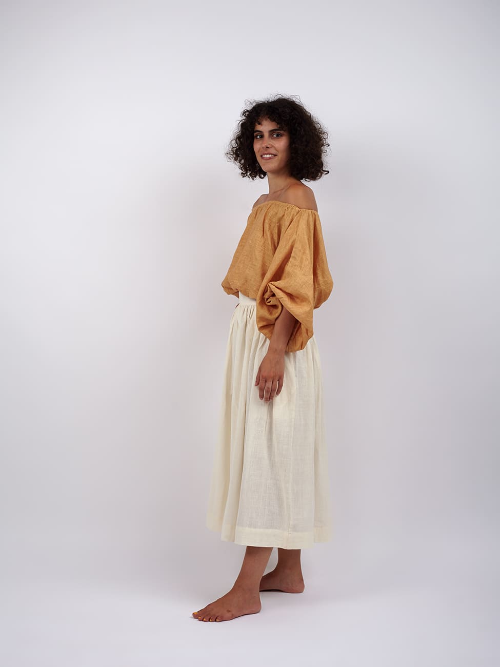 Crop Top Cotone Anju - lino beige - Bijondo