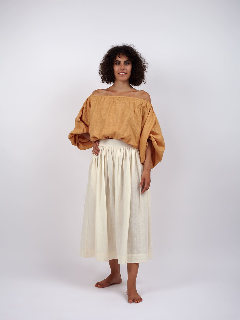 Crop Top Cotone Anju - lino beige - Bijondo
