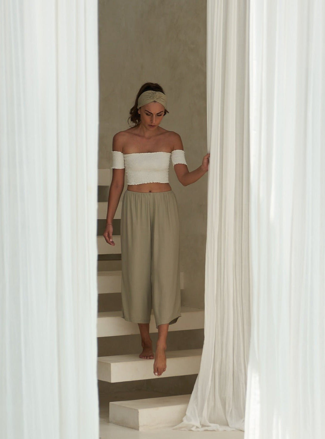 Crop Top elasticizzato Dea - bianco - Bijondo