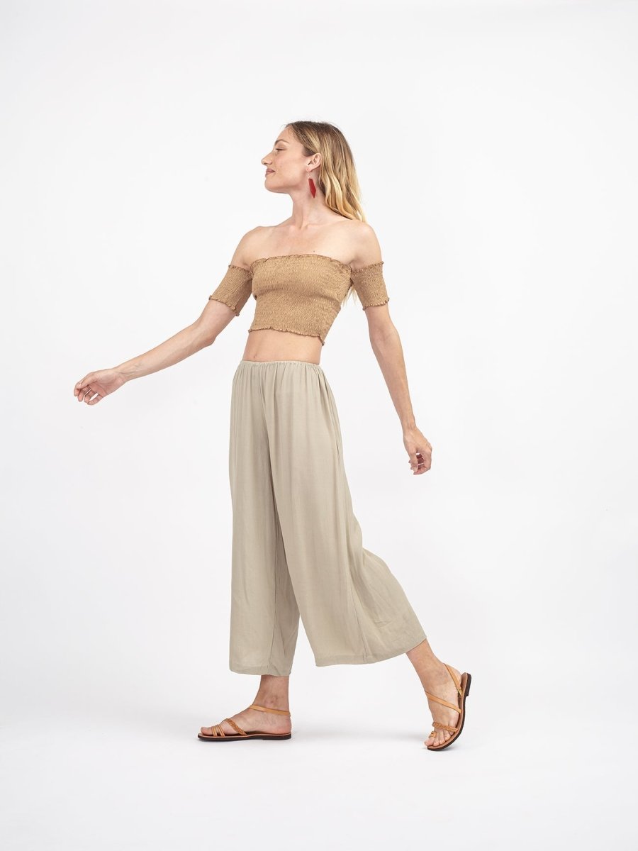 Crop Top elasticizzato Dea - sabbia - Bijondo